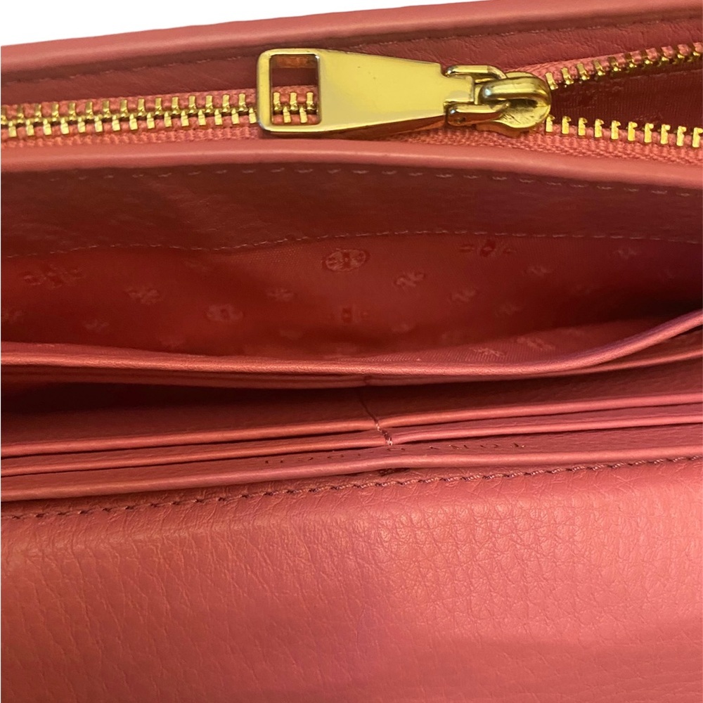 Tory Burch Britton Duo Envelope Continental Pink Leather Wallet - Picture 10 of 15